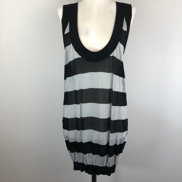 Club Monaco Stripe Silver and Black Mini Dress